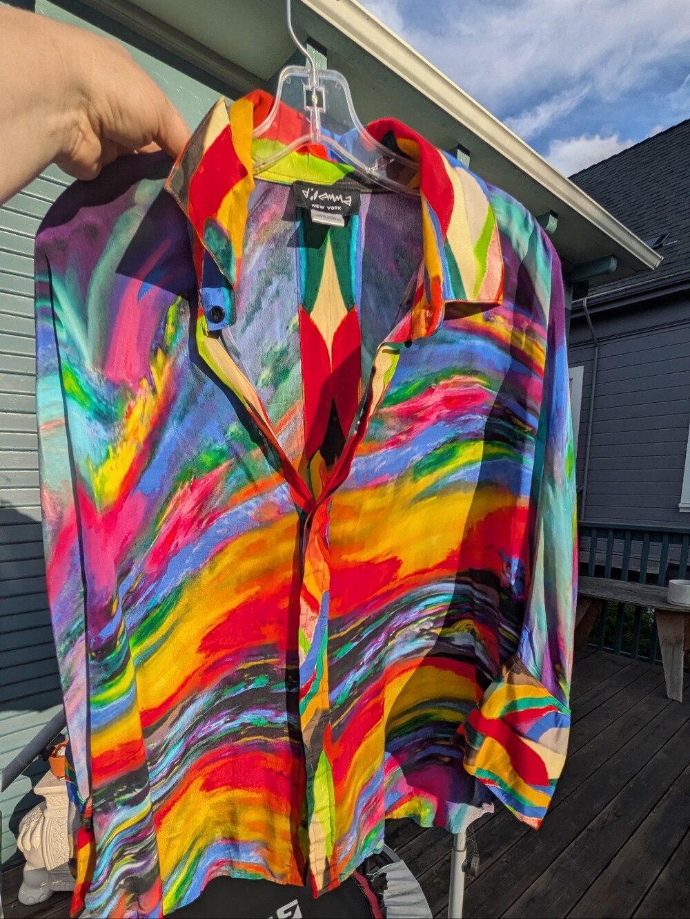 90s Dilemma NY Hand Painted Style Abstract Brushstroke Lagenlook Wearable Art